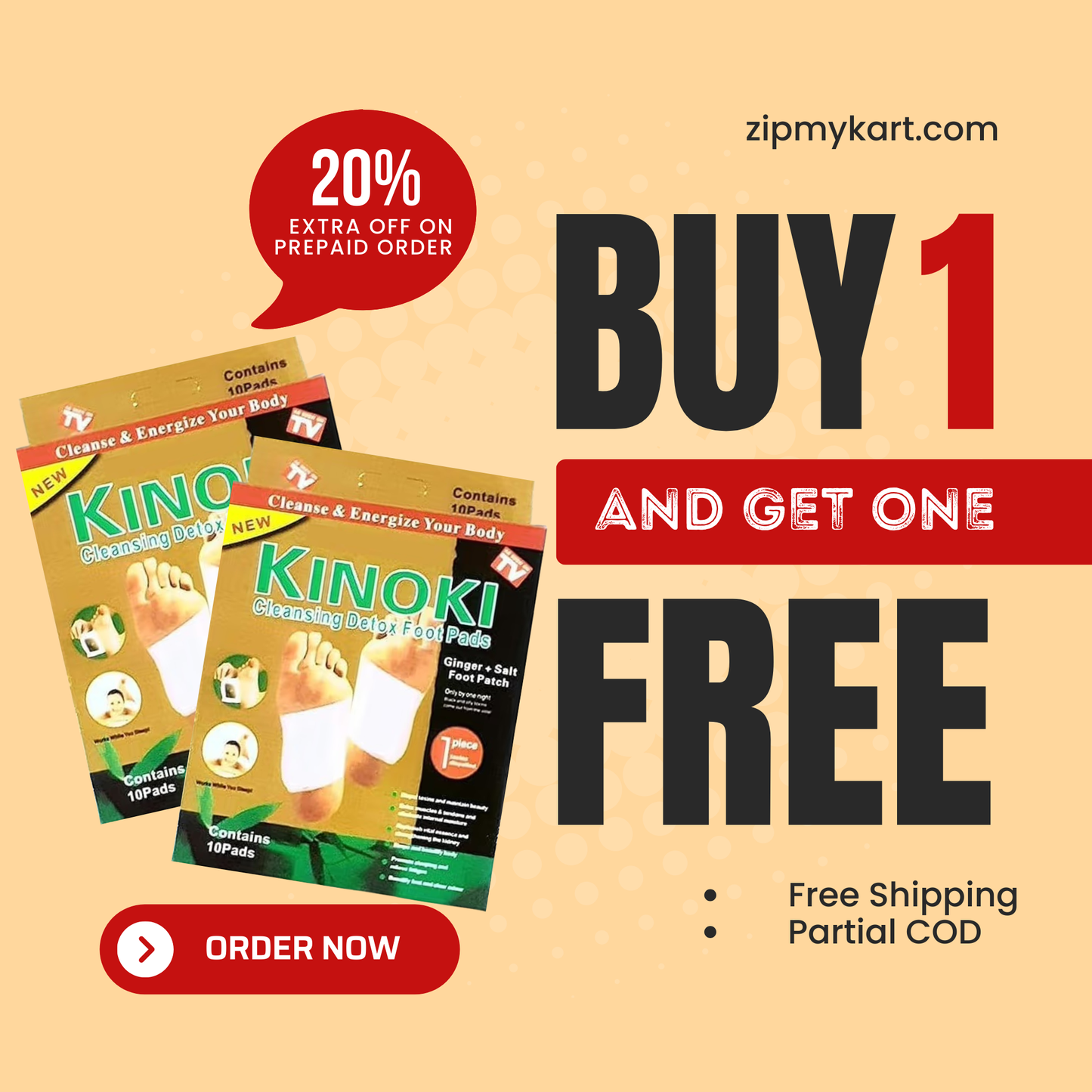 Herbal Detox Foot Patches (Pack of 10 Pads) BUY 1 GET 1 FREE