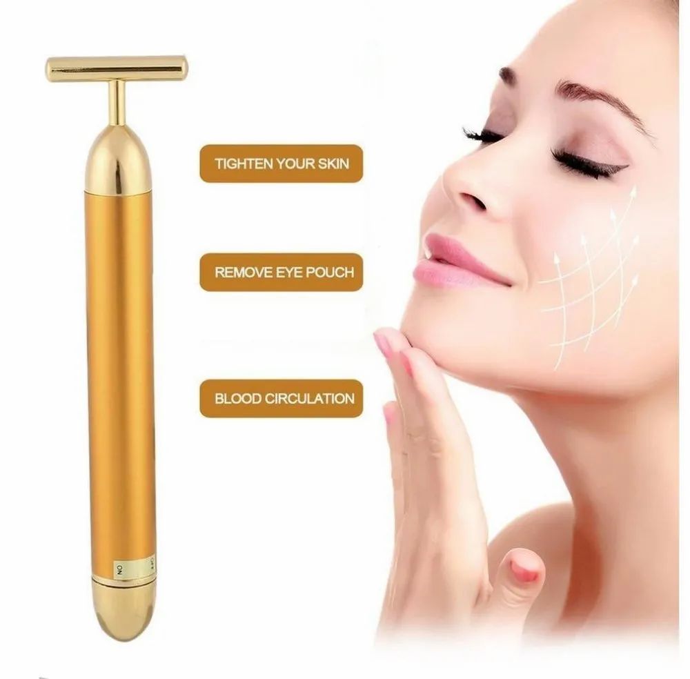 24K Gold Energy Beauty Bar Electric Facial Massage Roller